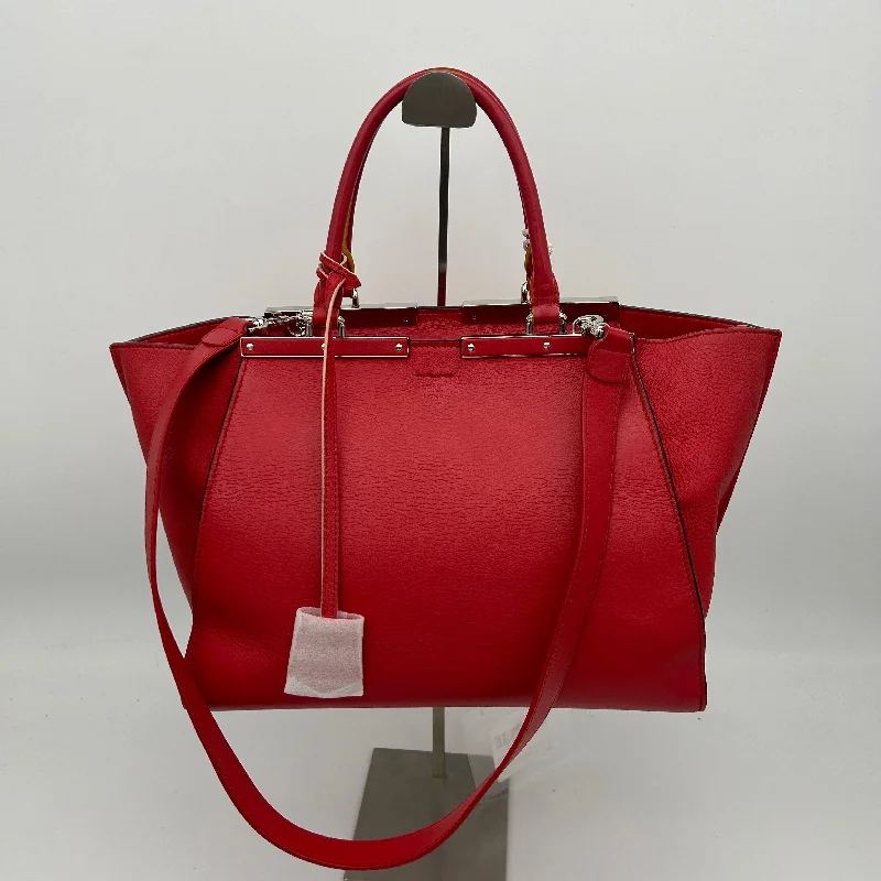 Fendi Vitello Dolce Shiny Nappa Petite 3Jours Tote Red