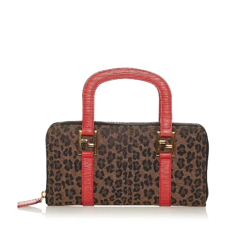 Fendi Leopard Print Canvas Handbag (SHG-27780)