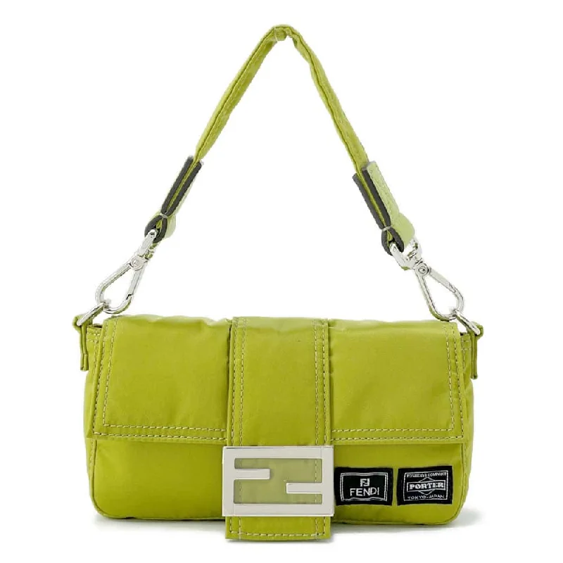 FENDI PORTER 25th Anniversary Collaboration Bucket Phone Case 3way Crossbody Bag Light Green 7AS138 Nylon Leather Size Mini