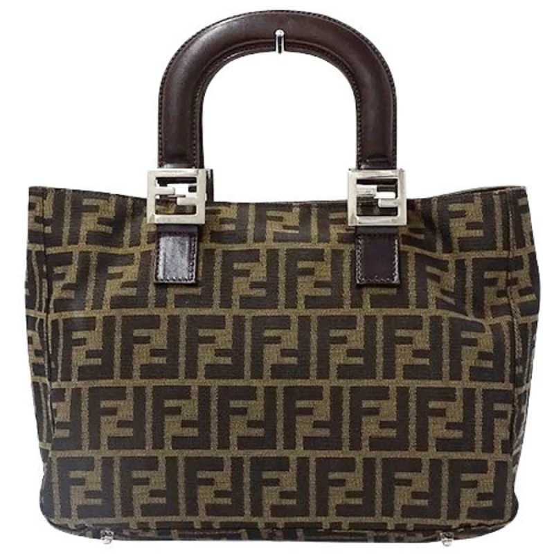 FENDI Bag Ladies Handbag Zucca Canvas Brown Khaki 26329 Compact