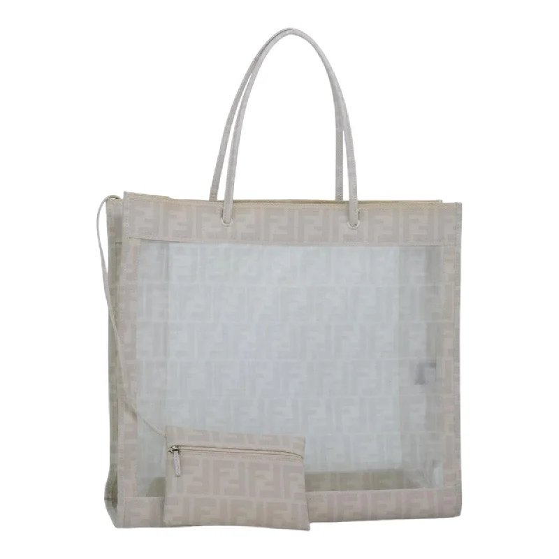 FENDI Tote Bag Nylon White Silver  hk1586