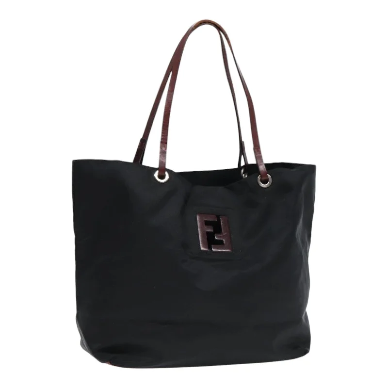 FENDI Tote Bag Nylon Black Silver  88083