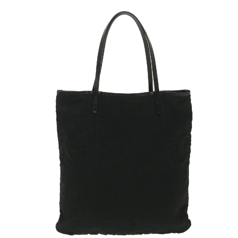 FENDI Zucca Canvas Tote Bag Black Brown Auth ar9031