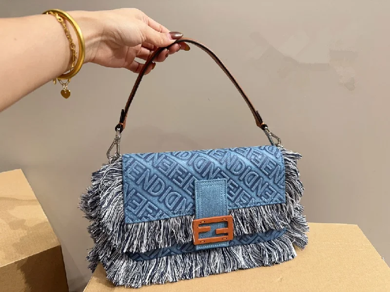 FENDI Cowboy fringe baguette bag should bag handbag crossbody bag