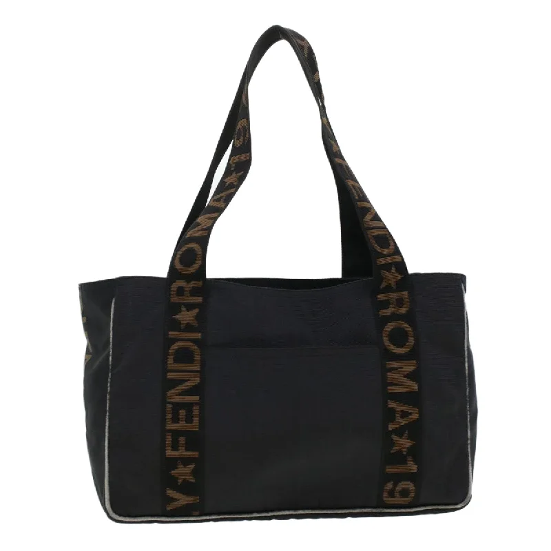 FENDI Tote Bag Nylon Black Brown  44164