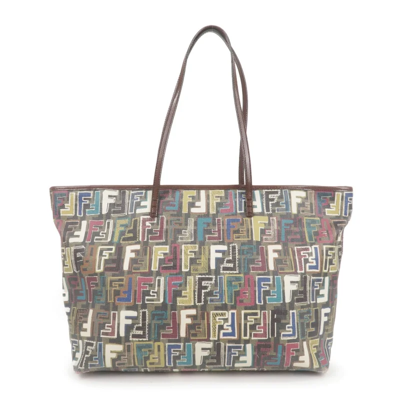 FENDI Zucca Logo Print PVC Leather Tote Bag Multi Color 8BH185