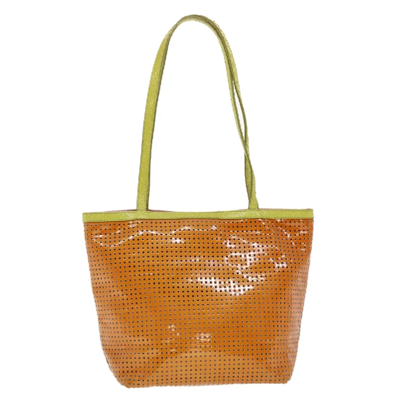 FENDI punching Tote Bag Patent leather Orange 2813-26731-008 rd4723