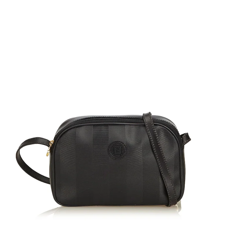 Fendi Black PVC Plastic Pequin Crossbody Bag Italy