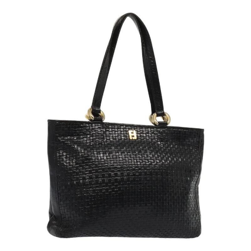 FENDI Tote Bag Leather Black Gold  84621