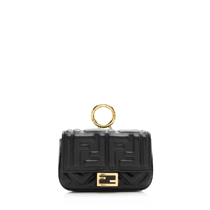 Fendi FF Embossed Nano Baguette Charm Crossbody Bag