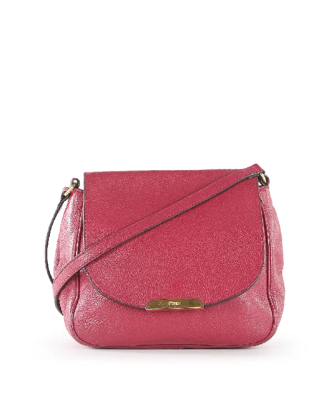 FENDI Fuchsia Leather Crossbody Bag