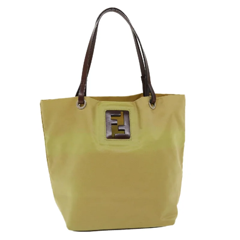 FENDI Tote Bag Nylon Leather Khaki  ti665