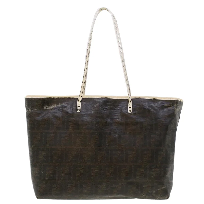 FENDI Zucca Canvas Tote Bag Coated Canvas Dark Brown  48017