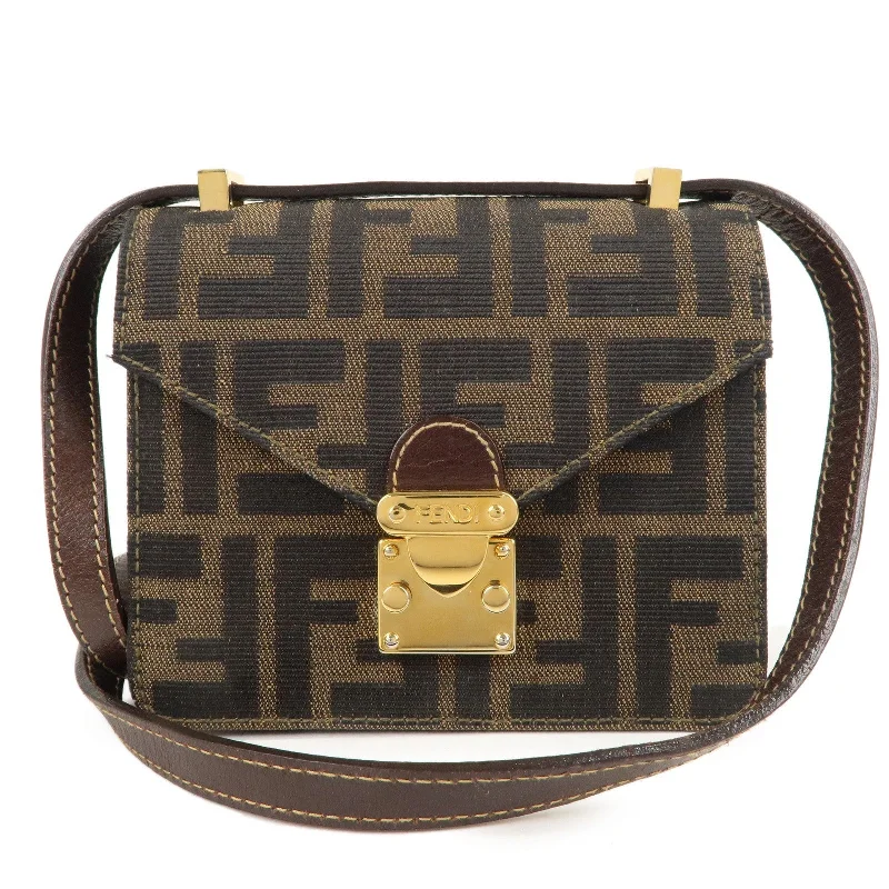 FENDI Zucca Canvas Leather Crossbody Mini Shoulder Bag