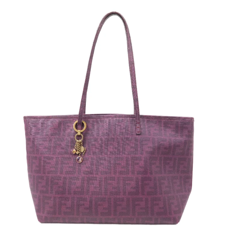 FENDI Zucca Logo Print PVC Leather Tote Bag Purple 8BH198