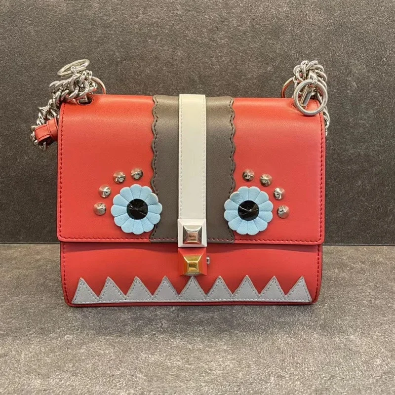 Fendi Mini Monster Bag Red Multicolor Leather Crossbody