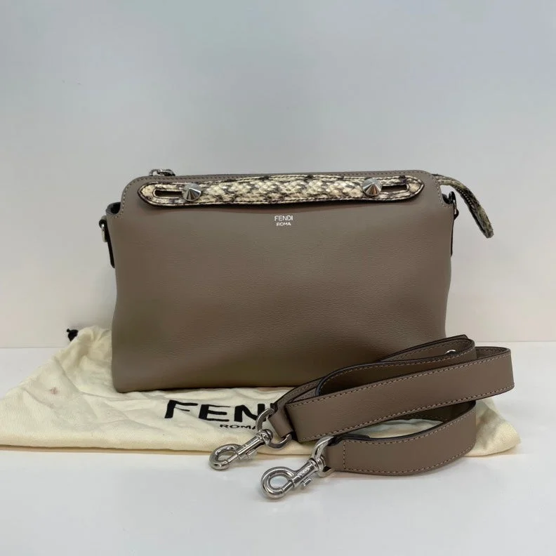 Fendi Taupe By The Way Python Handle Crossbody Bag