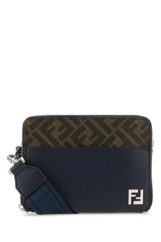 Fendi Man Embroidered Canvas Camera Crossbody Bag