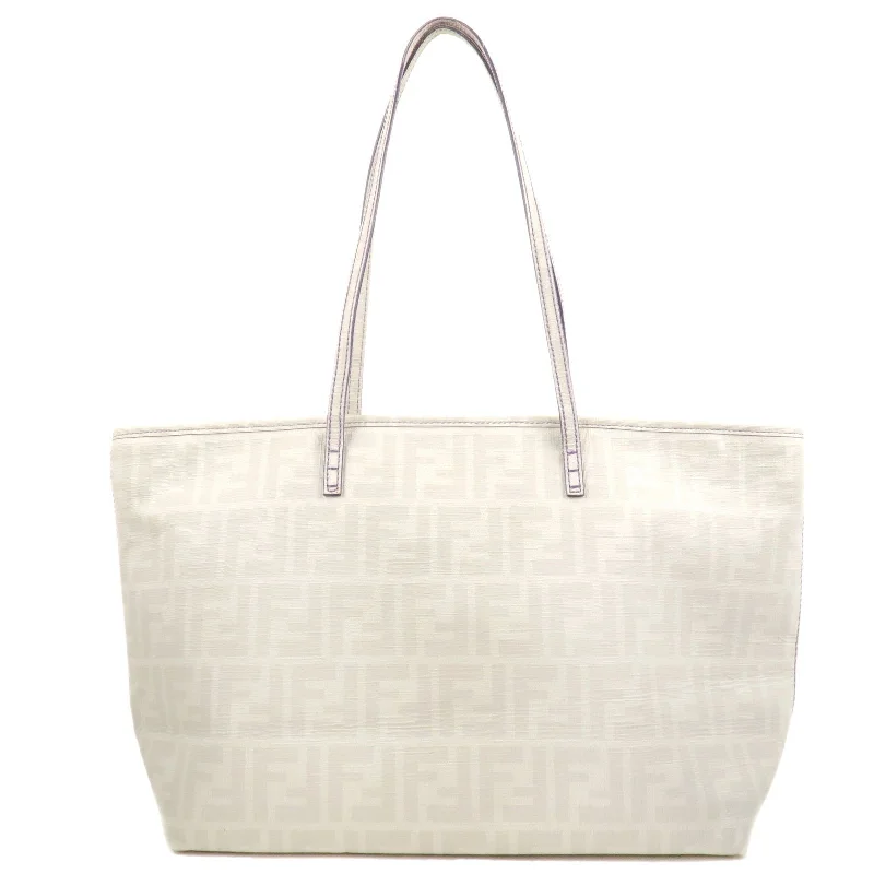 FENDI Zucca Logo Print PVC Tote Bag White 8BH198