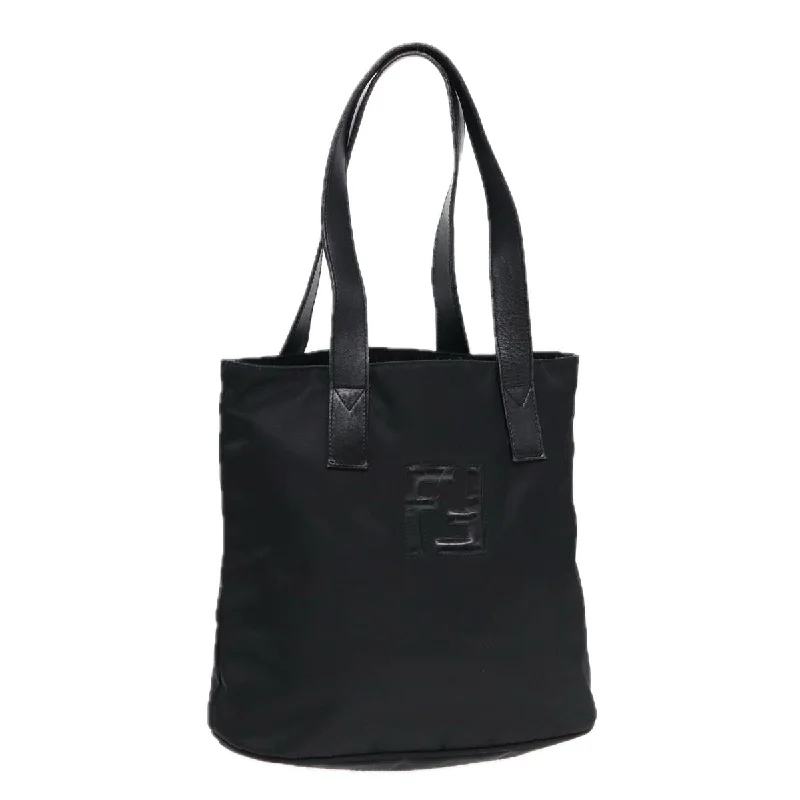 FENDI Tote Bag Nylon Silver Black  fm3779