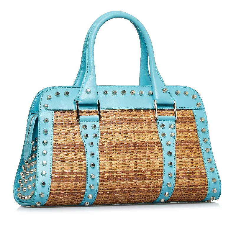 FENDI Studded Wicker Tote Brown