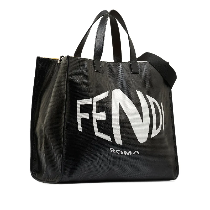 FENDI x Sarah Coleman Fisheye Logo Coated Canvas Shopping Tote Satchel