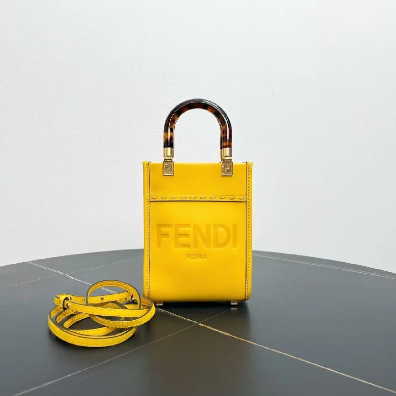 Fendi Mini Tote Bag Yellow Tortoiseshell Handle