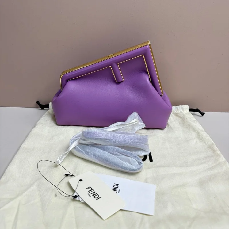 Fendi First Purple Leather Crossbody Bag Medium