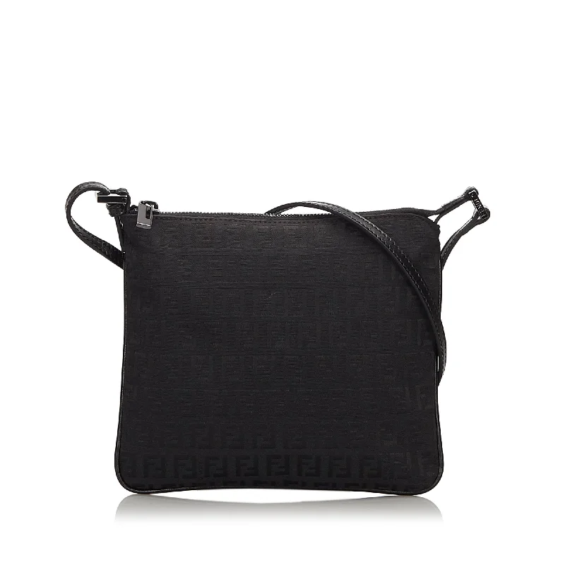 Fendi Black Canvas Fabric Zucchino Crossbody Bag Italy