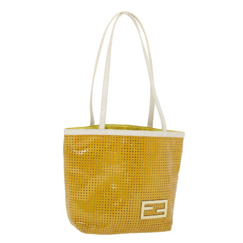 FENDI Tote Bag Enamel Yellow White  ac1799