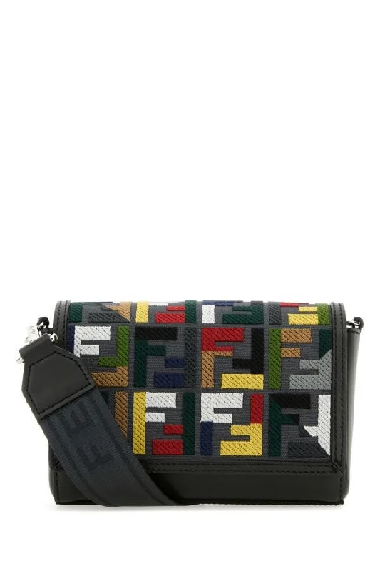 Fendi Men Embroidered Canvas Crossbody Bag