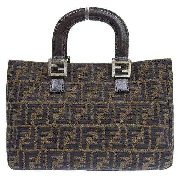 FENDI Ff Pattern Logo Plate Tote Bag Brown