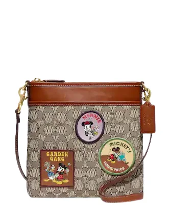 Coach Disney X Coach Kitt Messenger Crossbody In Signature Textile Jacquard With Patches