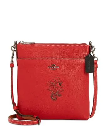 Coach Minnie Motif Messenger Crossbody in Pebble Leather