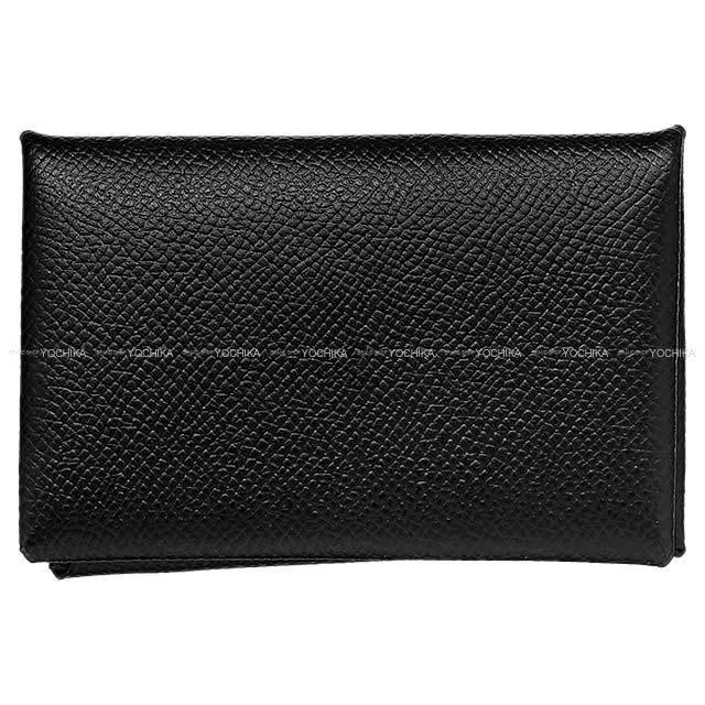 HERMES card holder Calvi Noir (Black) Veau Epsom Silver HW Stamp B[BRAND NEW][Authentic]