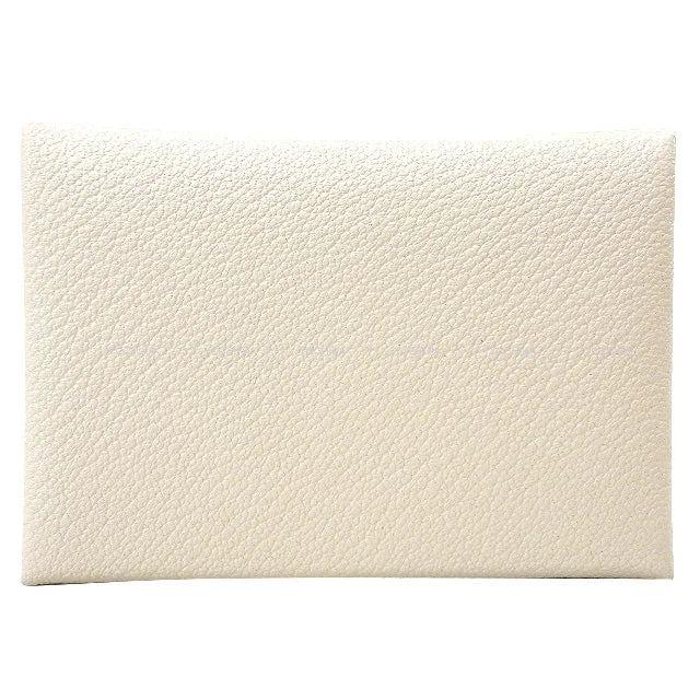 HERMES card holder Calvi Duo Verso Nata/Quebracho Chevre Myzore Silver HW Stamp Z[EXCELLENT][Authentic]