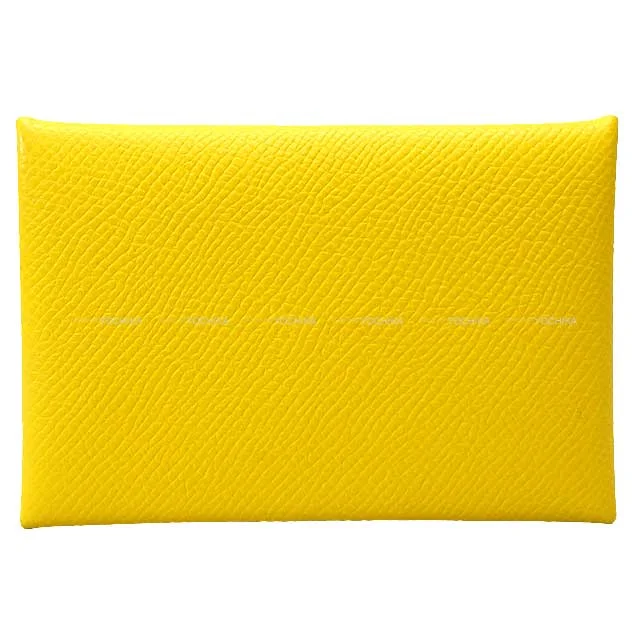 HERMES card holder Calvi Jaune de Naples Veau Epsom Silver HW Stamp U[BRAND NEW][Authentic]