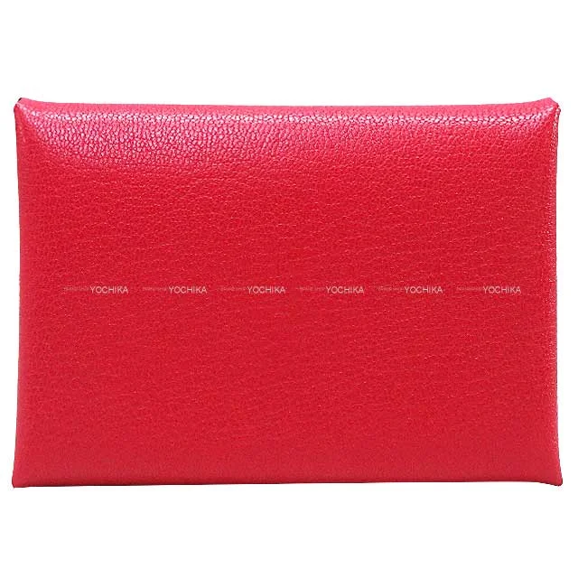 HERMES card holder Calvi Duo Rose Extreme Chevre Chamkila Silver HW Stamp B[BRAND NEW][Authentic]