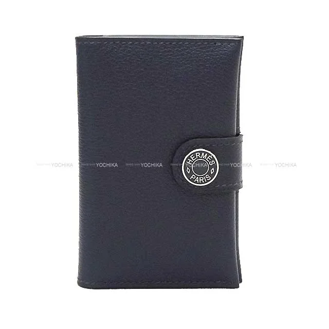 HERMES card holder R.M.S holder Clou de Selle Button Bleu Nuit Evercolor Silver HW Stamp B[BRAND NEW][Authentic]