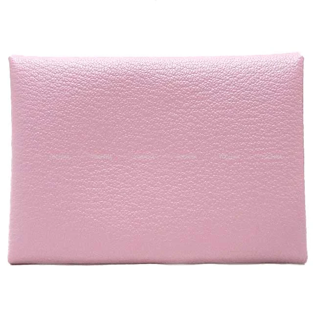 HERMES card holder Calvi Duo Mauve sylvestre Chevre Silver HW Stamp U[BRAND NEW][Authentic]