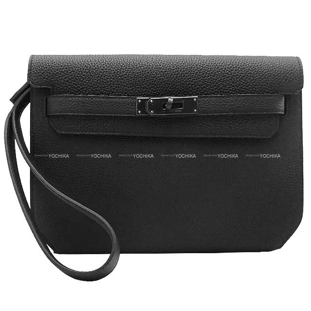 HERMES Clutch bag Kelly Depeche 25 Clutch Monochrome So Black Noir (Black) Veau Togo Matte Black hardware Stamp B[BRAND NEW][Authentic]