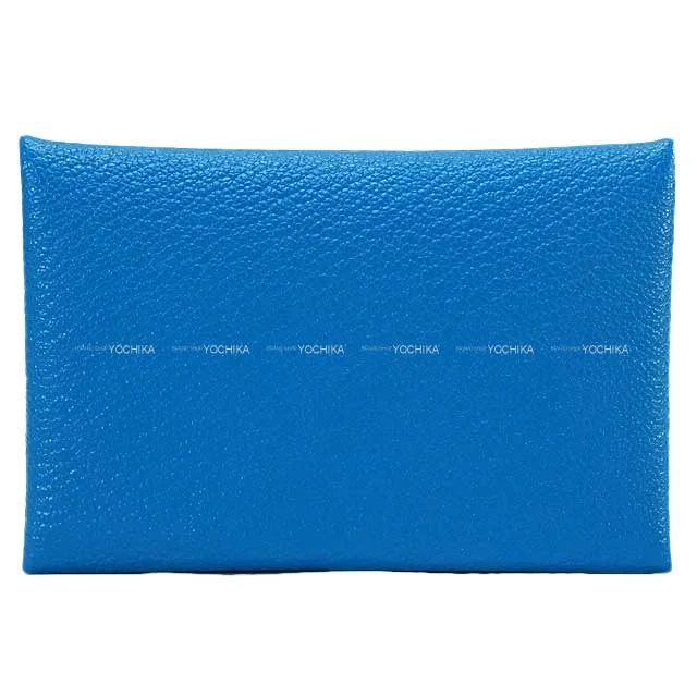 HERMES card holder Calvi Bleu Zanzibar/Menthe (Mint) Chevre Myzore Silver HW Stamp W[BRAND NEW][Authentic]