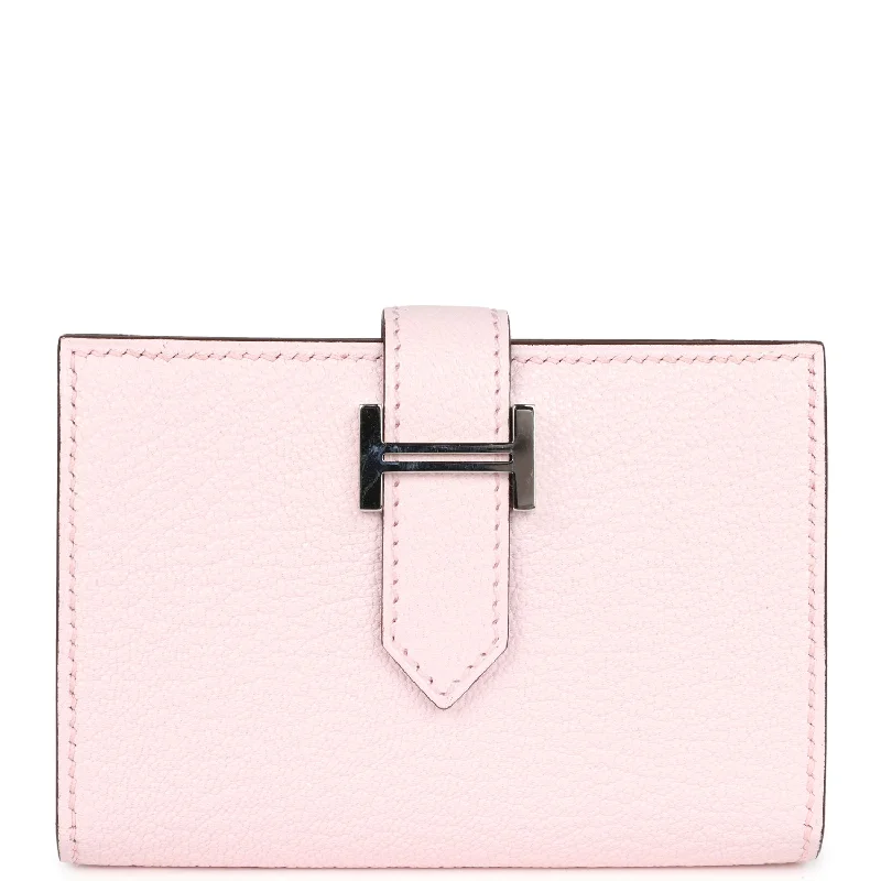 Hermes Bearn Card Holder Rose Darling Chevre Mysore Palladium Hardware