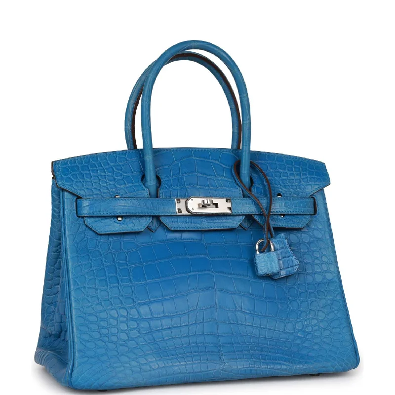 Hermes Birkin 30 Bleu Mykonos Matte Alligator Palladium Hardware