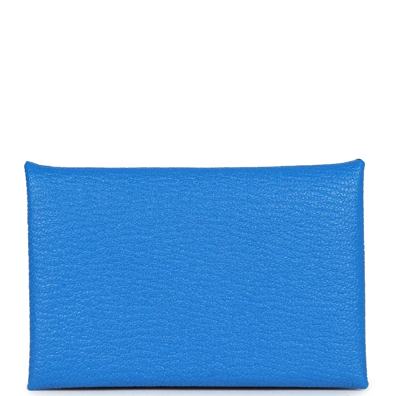 Hermes Calvi Card Holder Bleu Hydra Chevre Palladium Hardware