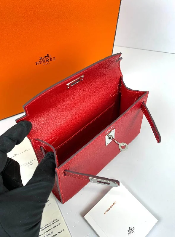 Hermes Kelly 20 Mini Sellier Bag red Epsom Gold Hardware