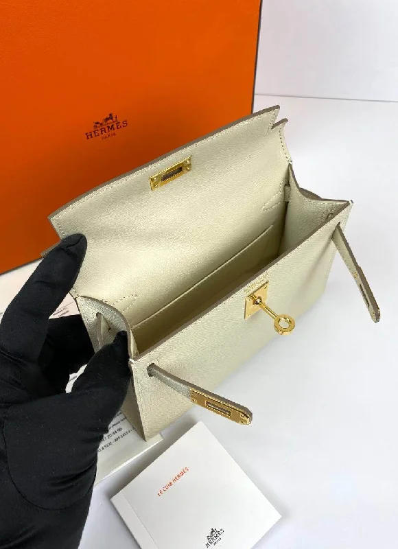 Hermes Kelly 20 Mini Sellier Bag beige Epsom Gold Hardware