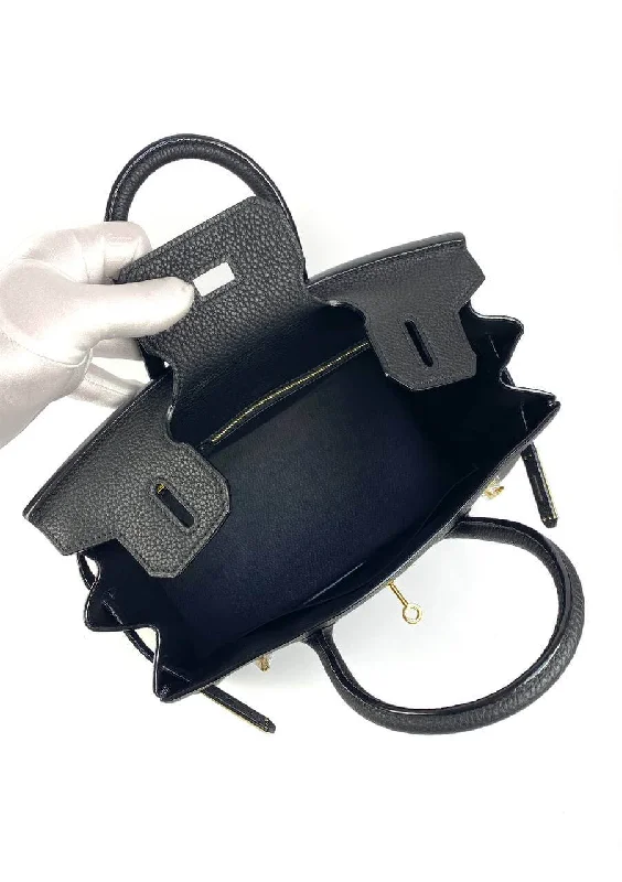 Hermes Birkin 30 Biscuit Togo Leather Black Gold Hardware