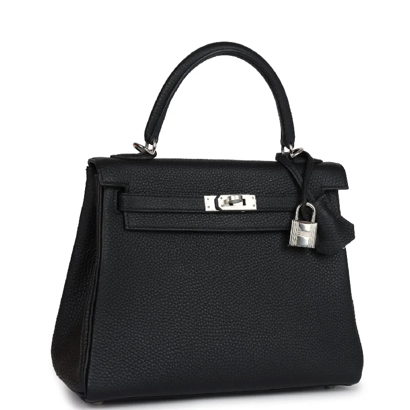 Hermes Kelly Retourne 25 Black Togo Palladium Hardware