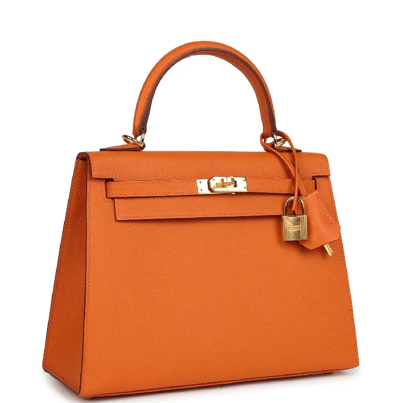 Hermes Kelly Sellier 25 Orange Epsom Gold Hardware